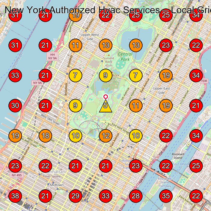New York Authorized Hvac Services GeoGrid visibility map for Hvac Contractor in New York